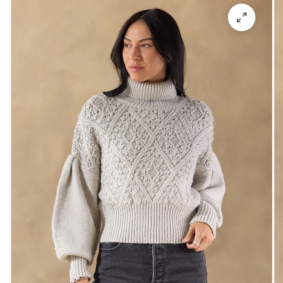 Sundance Sweaters - Sundance Cream/Grayish Textured Caroline Turtleneck Sweater
